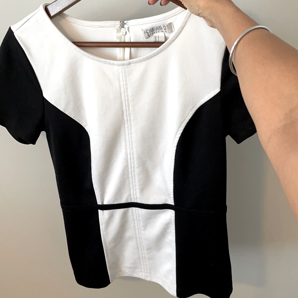 Black and White Block Formal Polyester Shirt